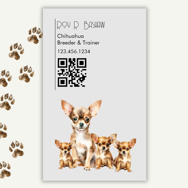 Hunde Züchter Trainer Chihuahua Tiere QR Code Magnetische Visitenkarte (Von Creator hochgeladen)