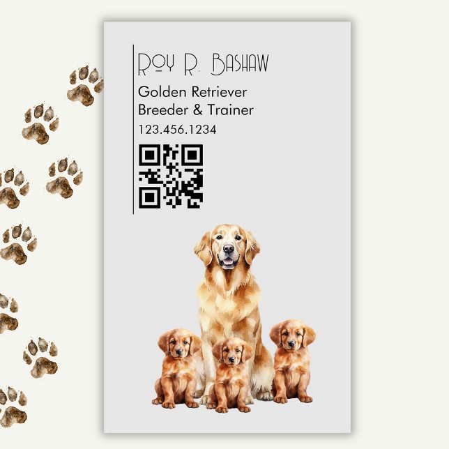 Hunde Züchter Trainer Golden Retriever QR Code Magnetische Visitenkarte (Von Creator hochgeladen)