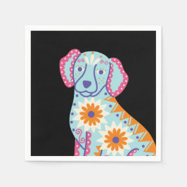 Hunde Zucker Schädeltag der toten schwarzen Napkin Serviette