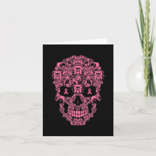 Hunde Zucker Skull rosa Ribbon Brustkrebs Karte