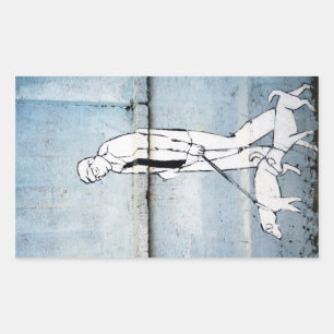 Hundeausführer-Graffiti in der Branimirova-Straße, Rechteckiger Aufkleber