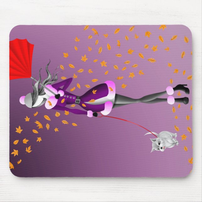 Hundeausführer Herbstblätter Lila Mousepad (Vorne)