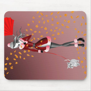 Hundeausführer Herbstblätter Rot Mousepad