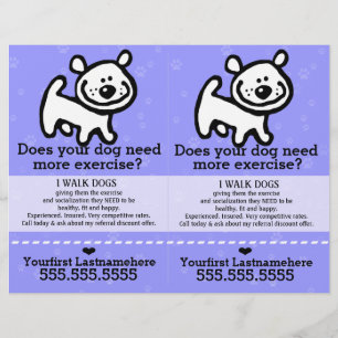 Hundeausführer.Spaziergang. 2 für 1. Anpassbar. Flyer