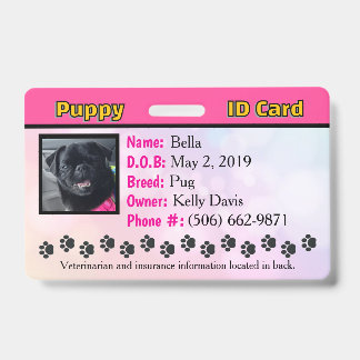 Hundeausweis Abzeichen - Rosa Ausweis