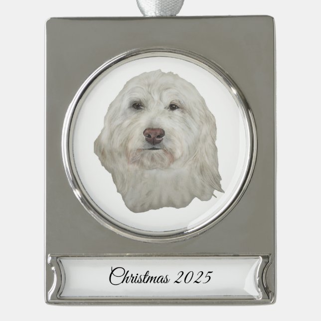 Hundebanner-Schmuck Banner-Ornament Silber (Vorderseite)
