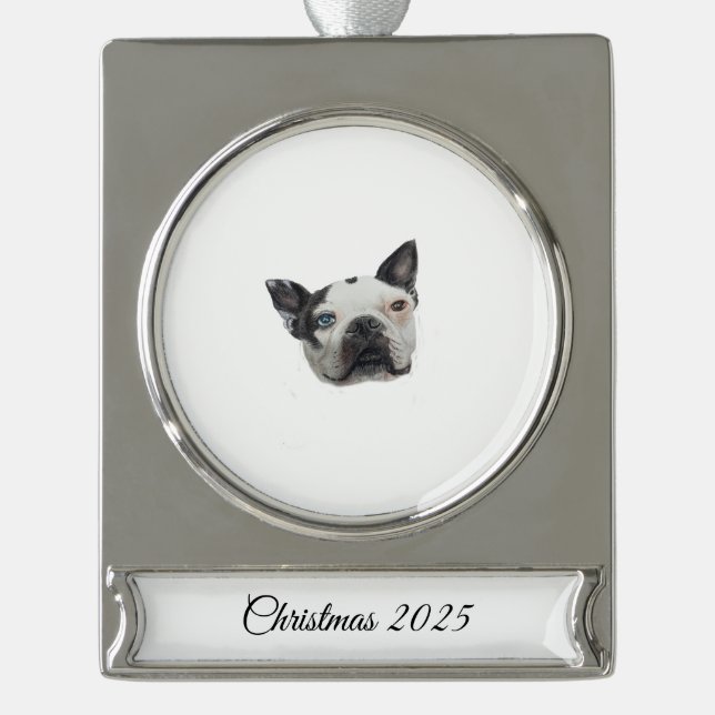 Hundebanner-Schmuck Banner-Ornament Silber (Vorderseite)