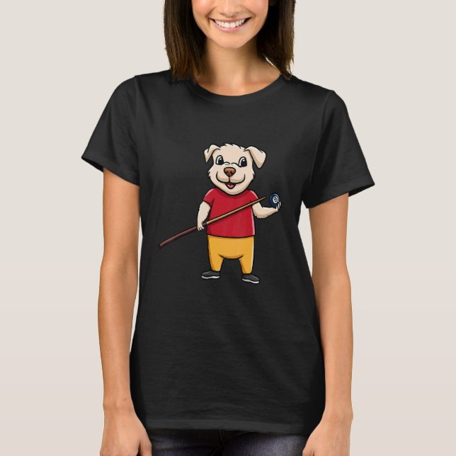 Hundebesitzer Billardkugel Snooker Poolspieler Pfo T-Shirt (Vorderseite)