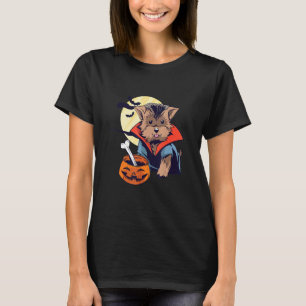 Hundebesitzer Vampir Morkie trägt ein Halloween-Ko T-Shirt