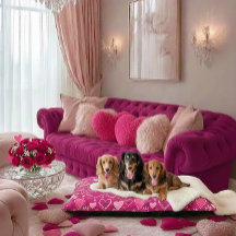 Hundebetten mit rosa Herzen - Anpassbar - Zuhause