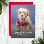 Hundebontage | Moderne Niedliche glückliche Welpen Feiertagskarte<br><div class="desc">Einfache, stilvolle individuelle Foto Happy Pawlidays Ferienkarte mit moderner, handgeschriebener Schrift-Typografie und einem einfachen schwarzen Farbverlauf auf Himbeerrotem Hintergrund. Das Foto Ihres geliebten Hauses und Textes kann leicht für ein so einzigartiges Design wie Ihr Wunschbaby personalisiert werden! Das abgebildete Bild dient nur zur Veranschaulichung, um durch Ihr eigenes Foto ersetzt...</div>