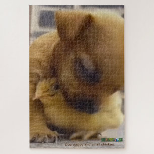 Hundebüt und kleines Hühnerpuzzle. Puzzle