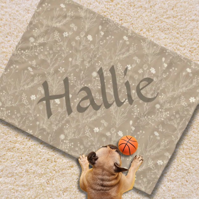 Hundedecke - Braun Botanisch, Personalisiert Fleecedecke (Personalized Brown Botanical Dog Blanket)