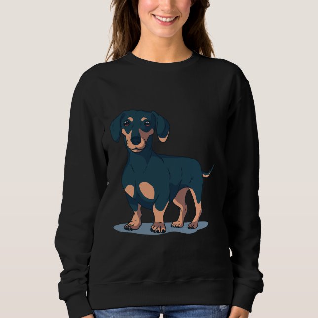 Hundedesign der Coolen Schwarzen Dackel Sweatshirt (Vorderseite)