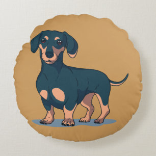 Hundedesign für coole Schwarze Dackel Rundes Kissen