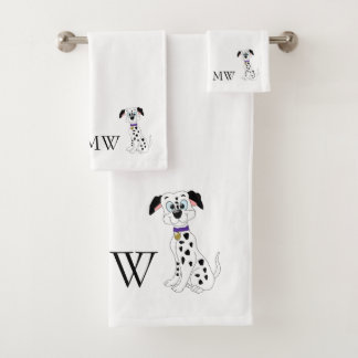 Hundedesign für mit Monogramm Dalmatiner Badhandtuch Set