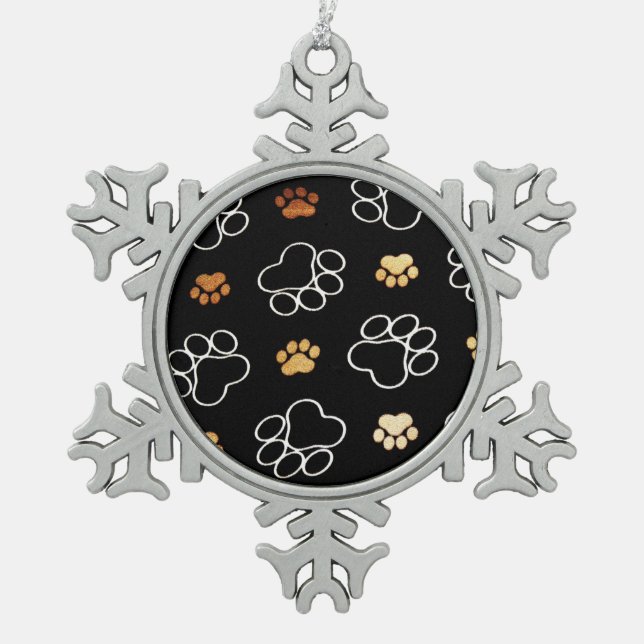 Hundedrucke Zinnschmuck Schneeflocken Zinn-Ornament (Vorderseite)
