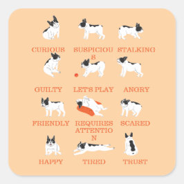 Hundeemotion  quadratischer aufkleber