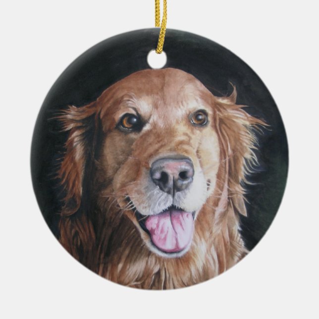HundeErinnerungs-Verzierungs-/Golden-Retriever Keramik Ornament (Vorne)