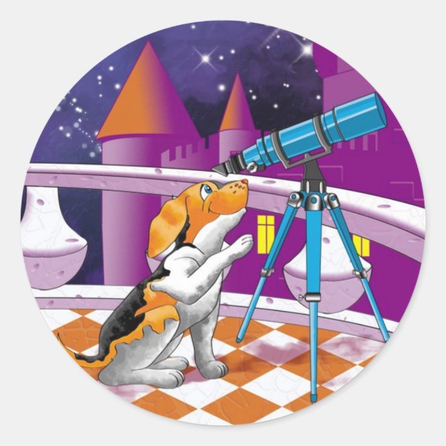 Hundefernrohr Runder Aufkleber (Vorderseite)