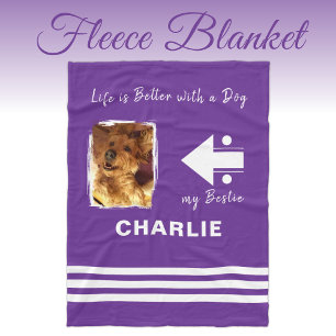 Hundeflover Foto Name lila Fleecedecke