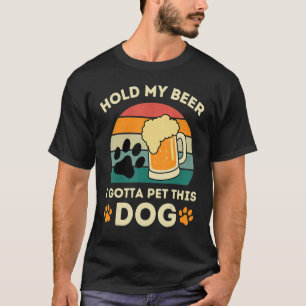 Hundefreund halt mein Bier, Vintage-Sonnenuntergan T-Shirt