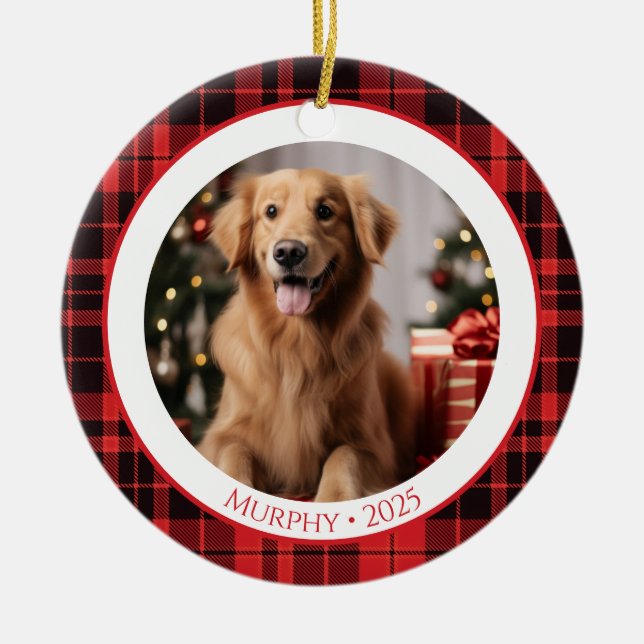 Hundefreund Haustier-Weihnachtsschmuck 2025 mit Fo Keramik Ornament (Vorne)
