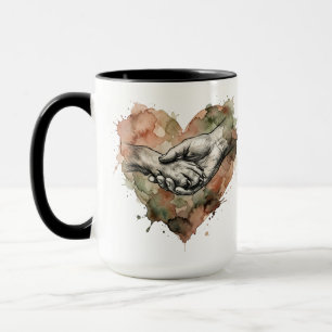 Hundefreund Mensch-Tier-Bindung Aquarell-Herz Tasse