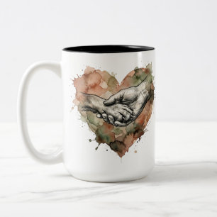 Hundefreund Mensch-Tier-Bindung Aquarell-Herz Zweifarbige Tasse