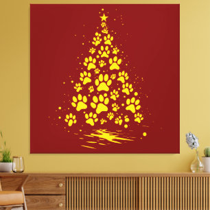 Hundefreund Pfotenabdruck Weihnachtsbaum 4 Leinwanddruck