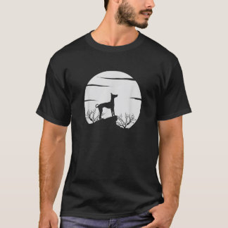 Hundefreund Silhouette mit landschaftlichem Mond u T-Shirt