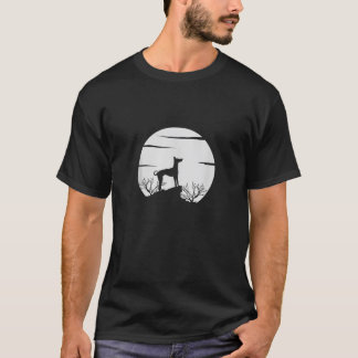 Hundefreund Silhouette mit landschaftlichem Mond u T-Shirt