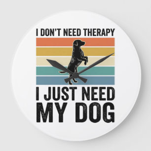 Hundefreund-Therapie-Zitat Vintage-Gravur-Design_1 Große Wanduhr