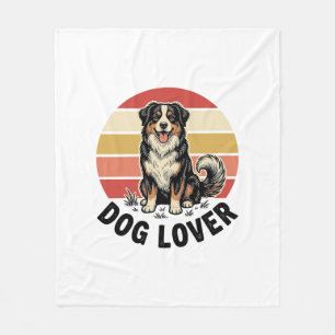 Hundefreund Vintage Gravur Süßer Hund Sonnenunterg Fleecedecke