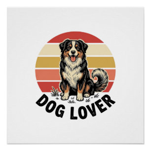 Hundefreund Vintage Gravur Süßer Hund Sonnenunterg Poster