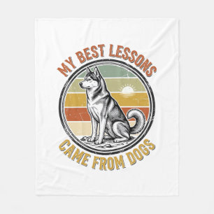 Hundefreund Vintage-Shirt mit weiser Husky-Prägung Fleecedecke