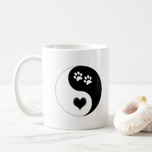 Hundefreund Yin Yang Herz und Pfotenabdrücke Kaffeetasse
