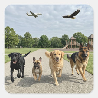 Hundefreunde Quadratischer Aufkleber