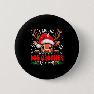 Hundefriseur Rentier Weihnachten Süß Santa Rentier Button