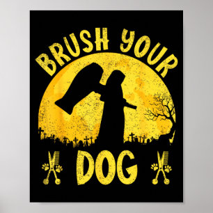 Hundefriseur Sensenmann Halloween Lustiger Hund Poster