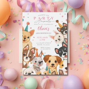 Hundegeburtstagseinladung Hundeparty Mädchen Gebur Einladung