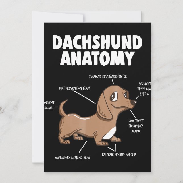 Hundegeschenk | Anatomie Dackel Funny Weiner Einladung (Vorderseite)
