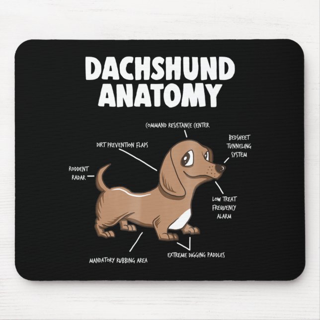 Hundegeschenk | Anatomie Dackel Funny Weiner Mousepad (Vorne)