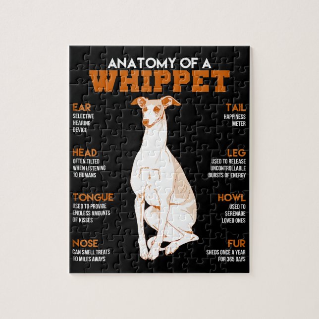 Hundegeschenk | Anatomie eines Peitschenhundes an  Puzzle (Vertikal)