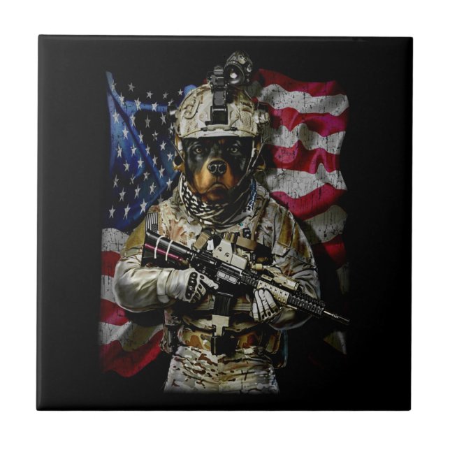 Hundegeschenk| Babyrottweiler Fliese (Vorderseite)