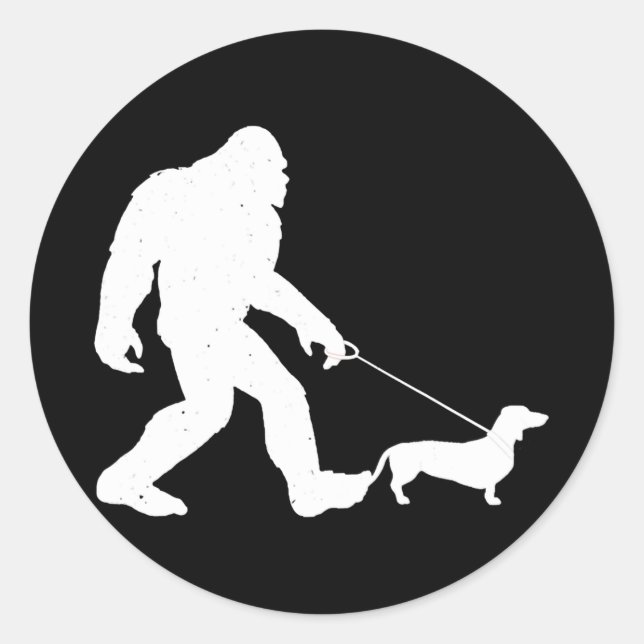 Hundegeschenk | Bigfoot Walking Dackel Sonnige Dac Runder Aufkleber (Vorderseite)