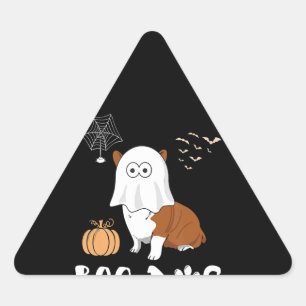 Hundegeschenk   Boo Corgi Dog Halloween Dreieckiger Aufkleber
