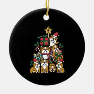 Hundegeschenk Christmas Tree English Bulldog Dog Keramik Ornament