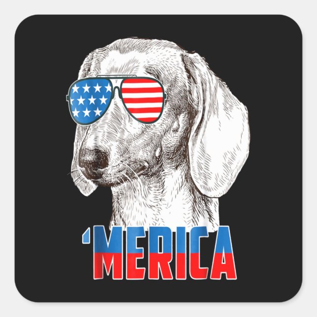 Hundegeschenk | Coole Dackel "Merica Quadratischer Aufkleber (Vorderseite)