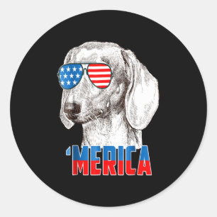 Hundegeschenk Coole Dackel "Merica Runder Aufkleber